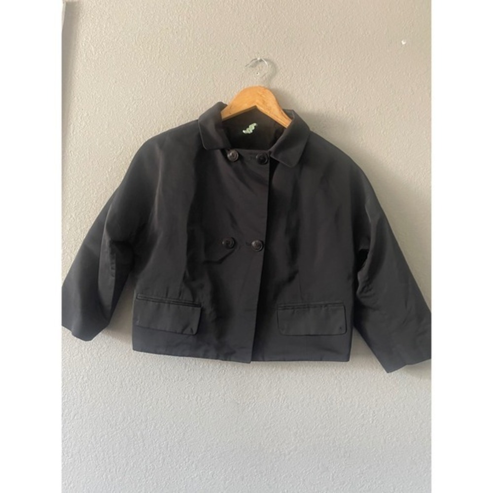 Piazza Sempione Black Cropped Pleated Back Jacket IT 42 Made in Italy